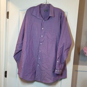 Geoffrey Beene Big Fit Wrinkle-Free Purple Button Up Men's